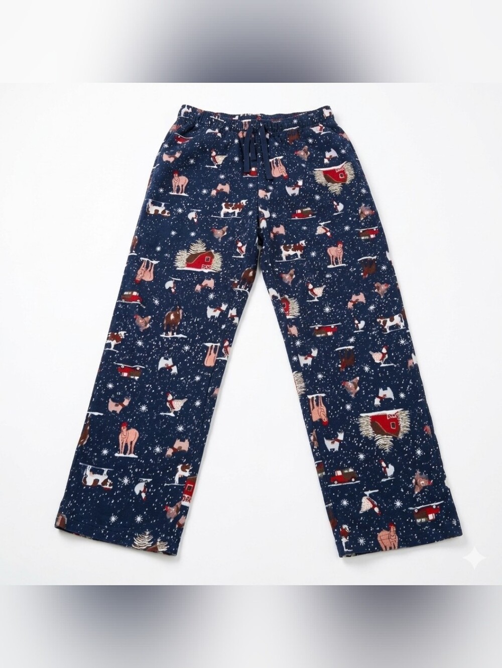 Blue Mountain Adult Mens Small Christmas Farm Animals Drawstring Pajama Pants
